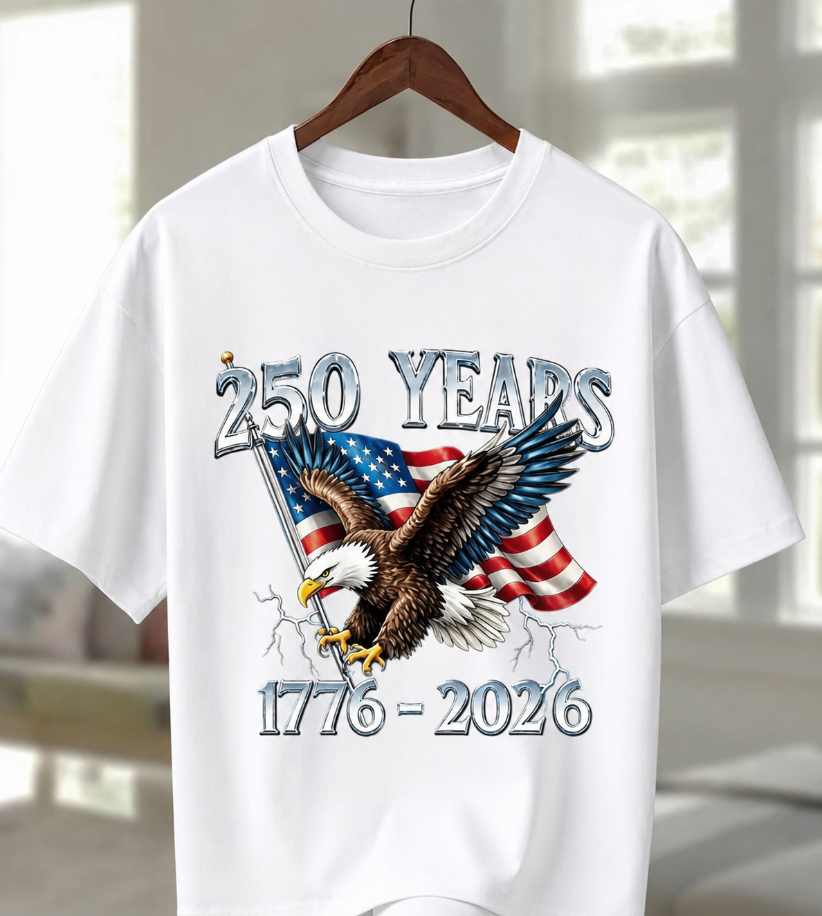 1776-2026 America 250 T-Shirt/Sweatshirt/Hoodie – Patriotic Eagle & American Flag Graphic Tee