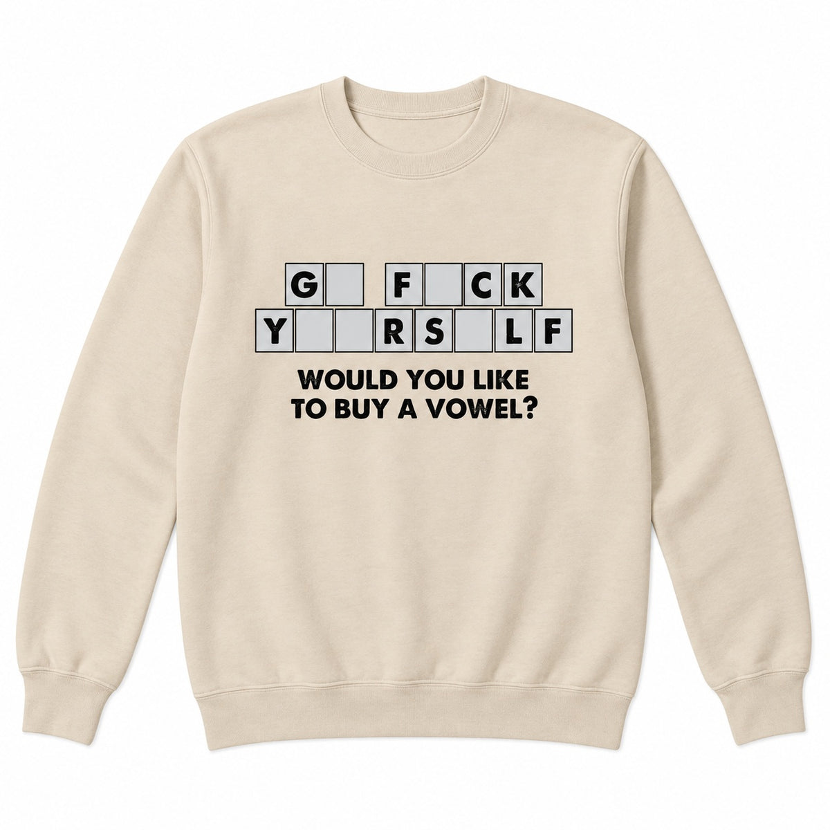 Would You Like to Buy a Vowel Funny Crossword Graphic T-Shirt, Sweatshirt & Hoodie – Sarcastic Adult Humor Design