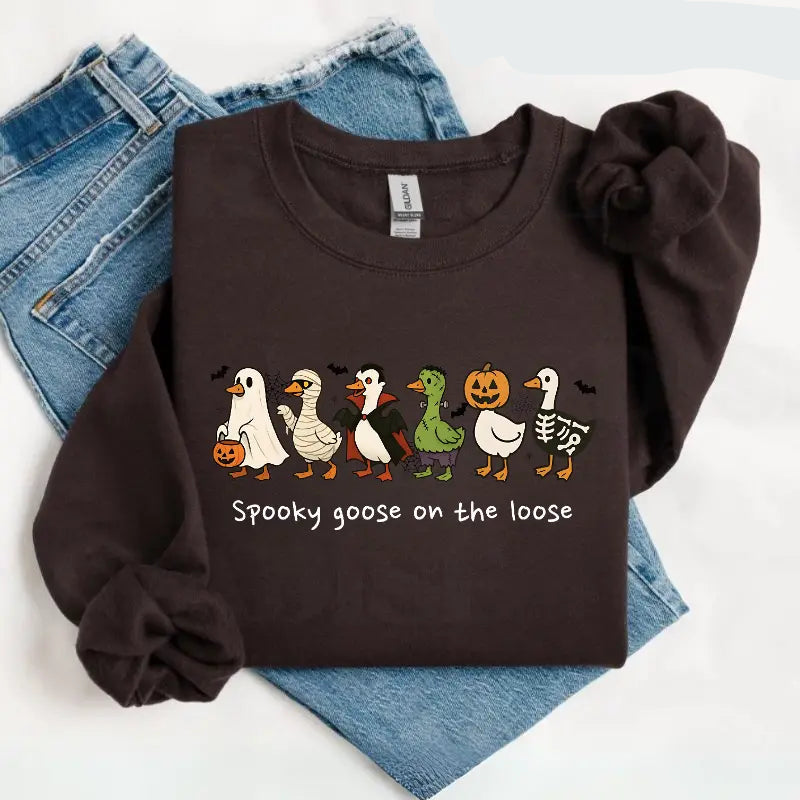 Spooky Goose on the Loose T-Shirt, Sweatshirt & Hoodie – Funny Halloween Goose Costume Graphic Print