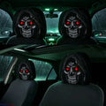 2-Pack Halloween Grim Reaper Car Headrest Covers – Red-Eyed Skull Print Auto Interior Decoration, Spooky Hooded Seat Accessories for Cars