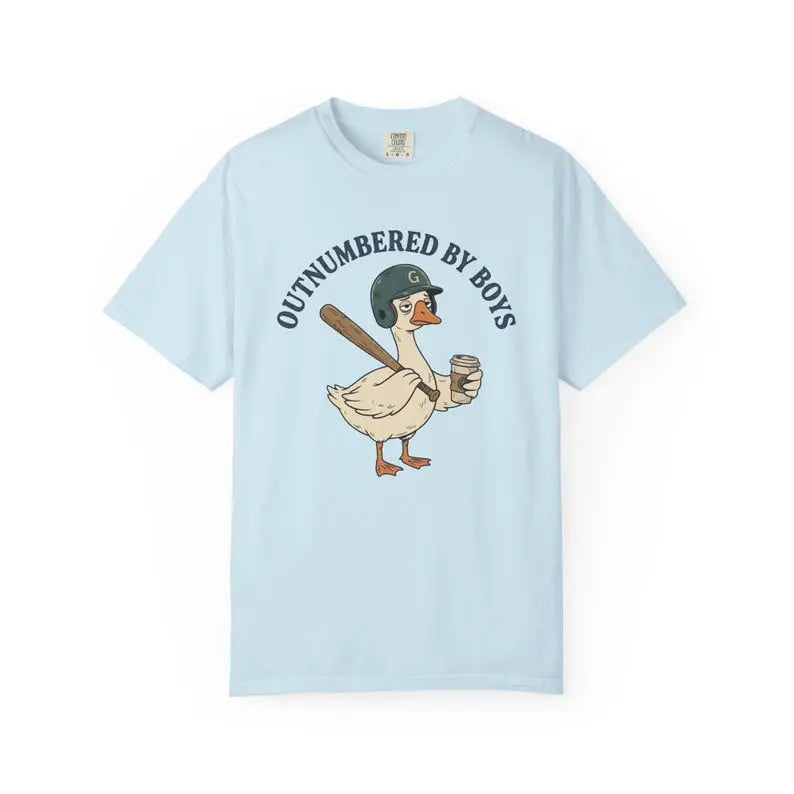 Exhausted Boy Mom T-Shirt/Sweatshirt/Hoodie – Outnumbered by Boys Goose Graphic Tee