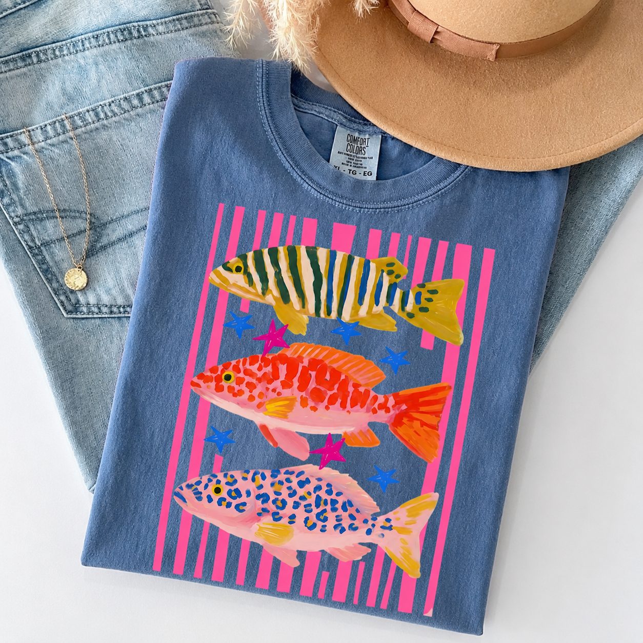 Girls Fish Too T-Shirt/Sweatshirt/Hoodie – Preppy Fish Graphic Summer Vacation Tee for Women