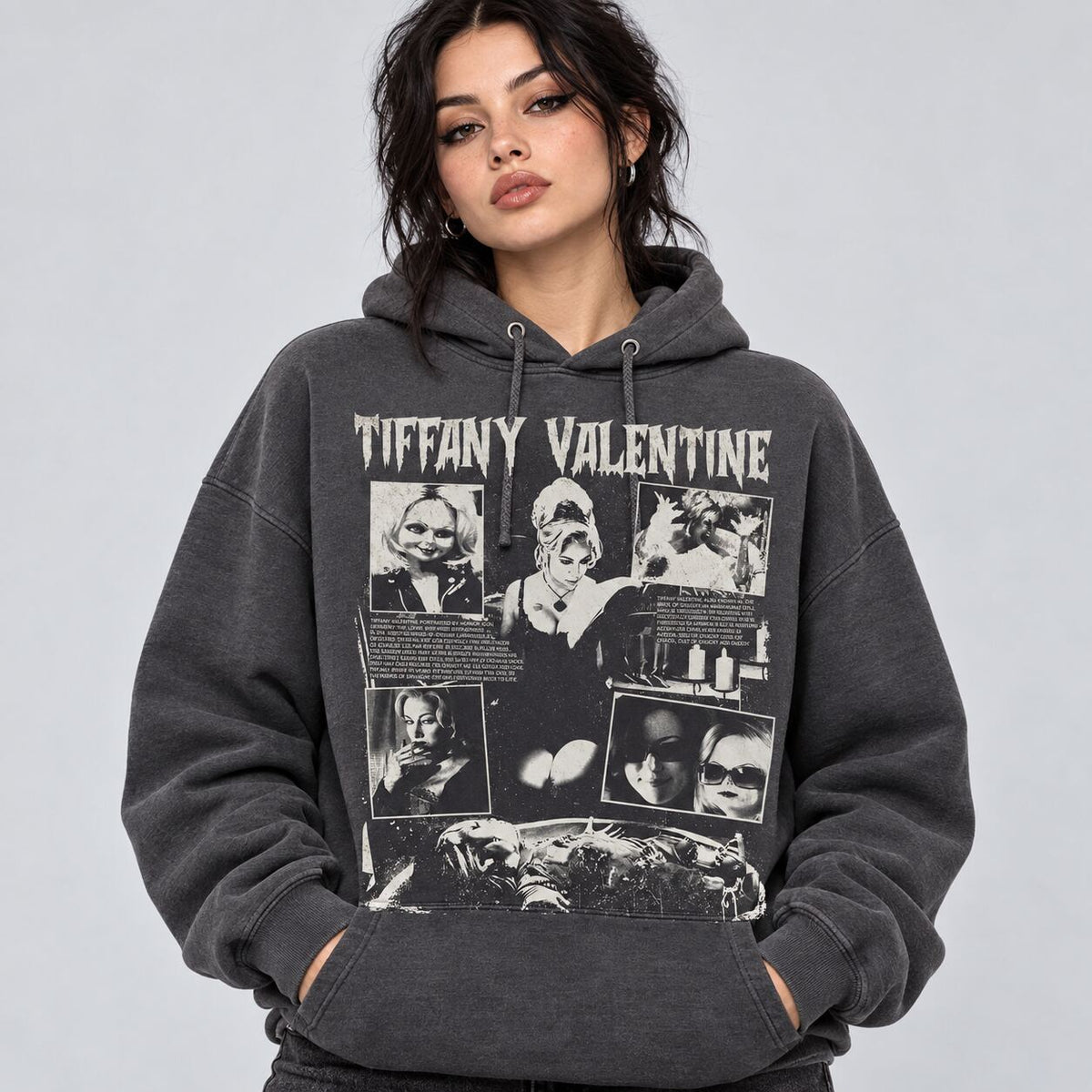Tiffany Valentine Horror Movie Graphic T-Shirt, Sweatshirt & Hoodie – Vintage Halloween Spooky Season Apparel