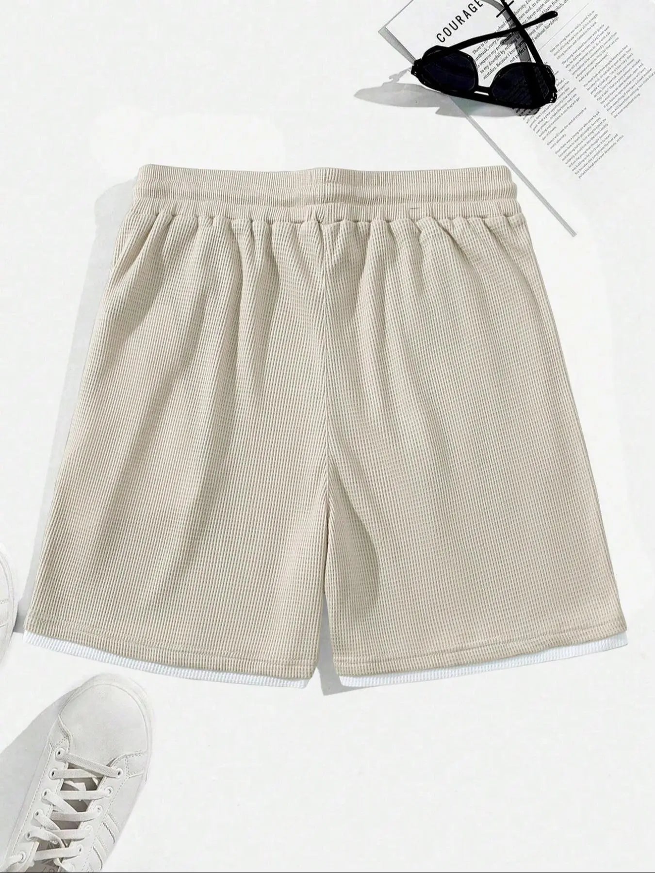 Men's Textured Casual Shorts – Drawstring Pocket Shorts, Relaxed Fit Summer Streetwear & Everyday Wear