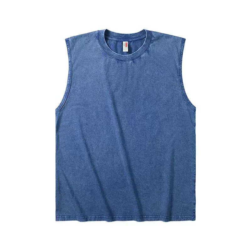 Men's Vintage Washed Oversized Tank Top – Cotton Sleeveless Muscle Shirt for Gym, Workout & Casual Streetwear