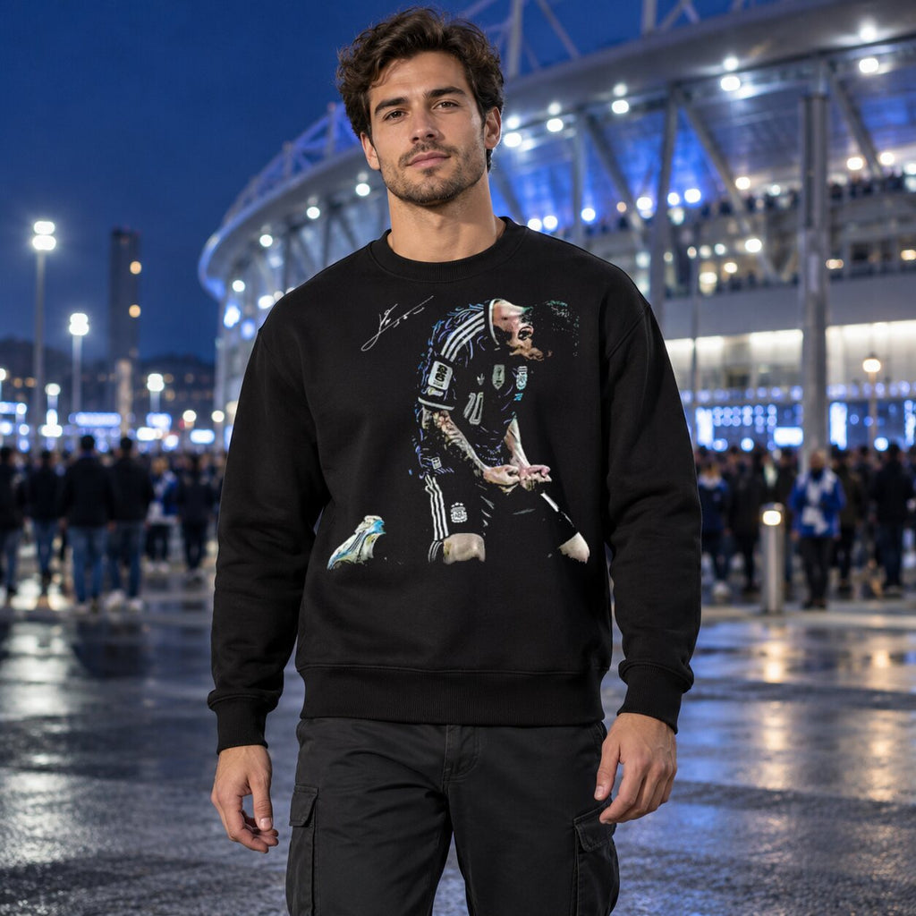 Lionel Messi Argentina Football Legend T-Shirt, Sweatshirt & Hoodie – Iconic Soccer Celebration Graphic Apparel