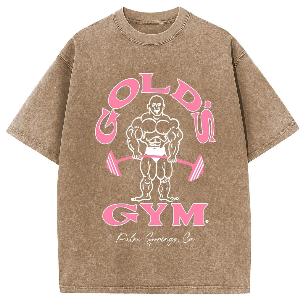 Vintage Bodybuilding Graphic T-Shirt – Oversized Heavyweight Gym Tee, Classic Fitness Streetwear