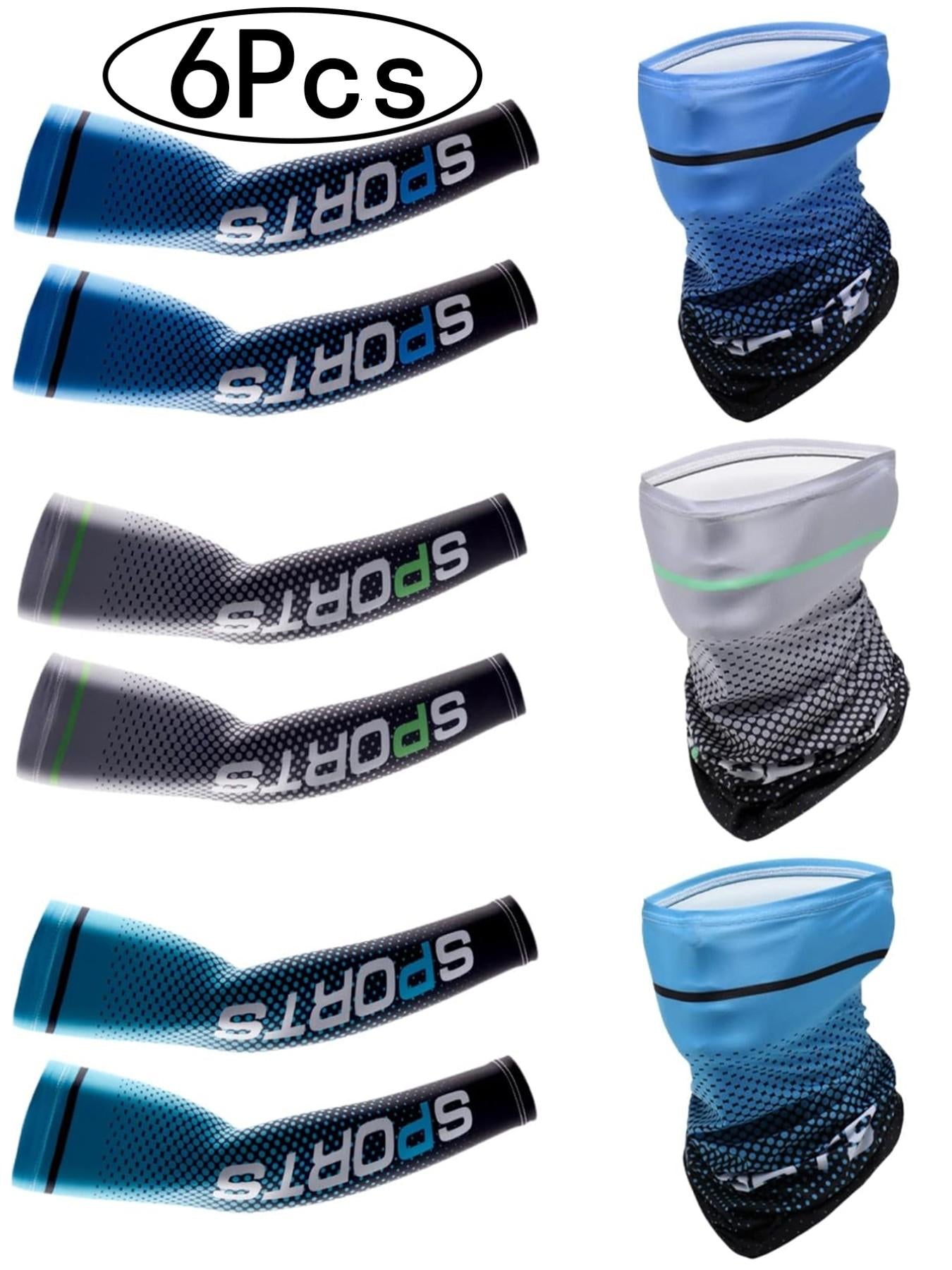 6-Piece Ice Silk Cooling Arm Sleeves & Neck Gaiter Set – UV Protection Sun Sleeves for Cycling, Fishing, Running & Outdoor Sports