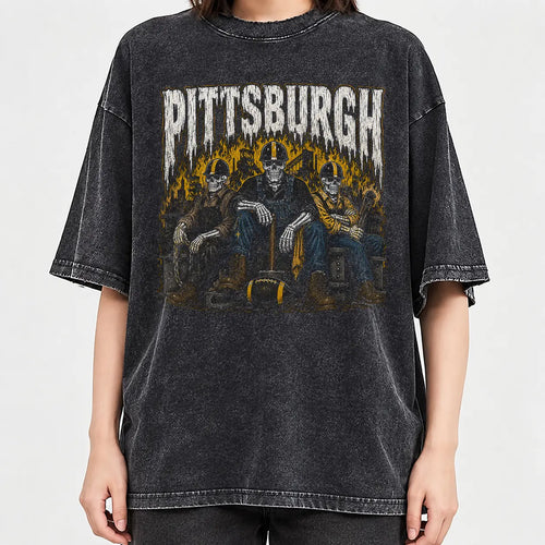 All 32 Teams Football Skull Vintage Graphic T-Shirt, Sweatshirt & Hoodie – Retro Game Day Football Fan Design