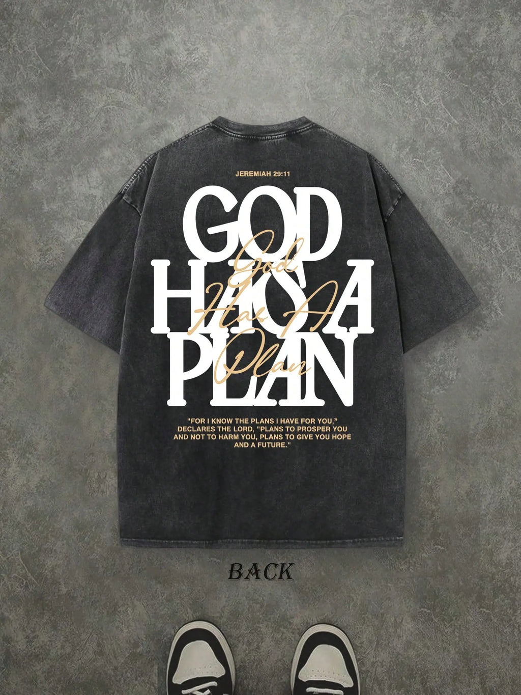God Has a Plan Vintage Washed T-Shirt – Double-Sided Christian Graphic Tee, Faith Streetwear for Men & Women