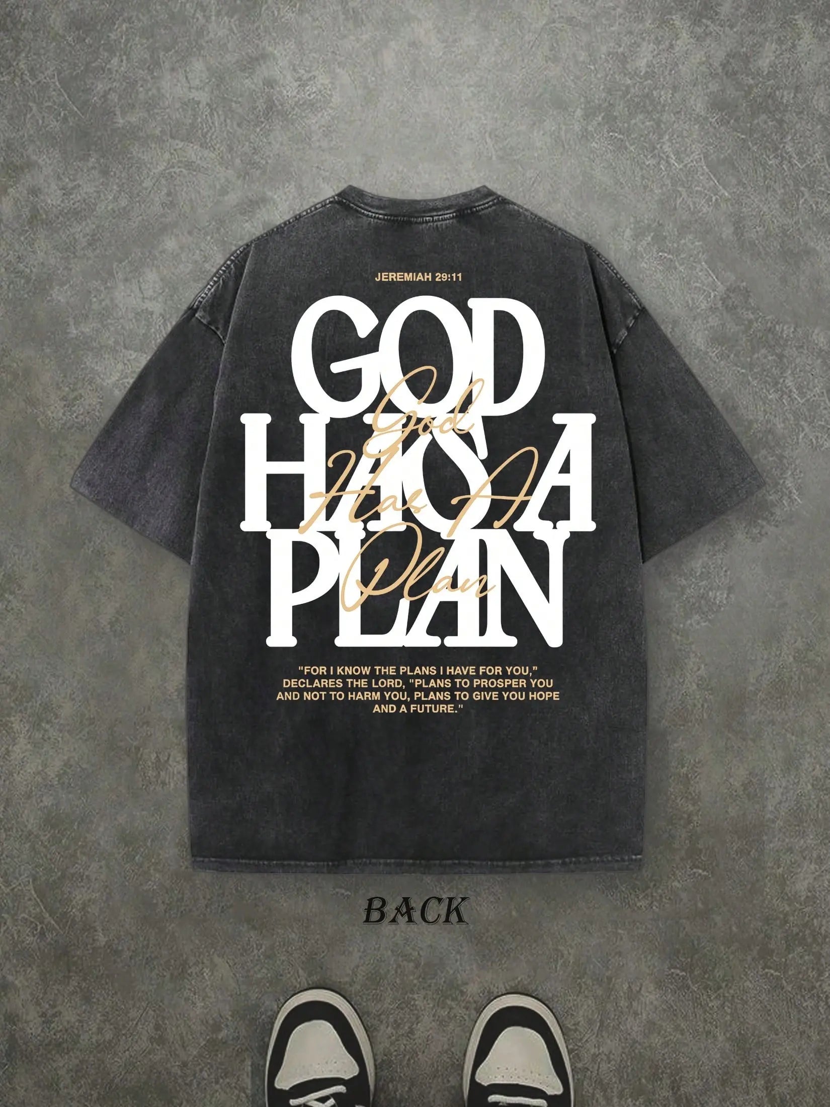 God Has a Plan Vintage Washed T-Shirt – Double-Sided Christian Graphic Tee, Faith Streetwear for Men & Women