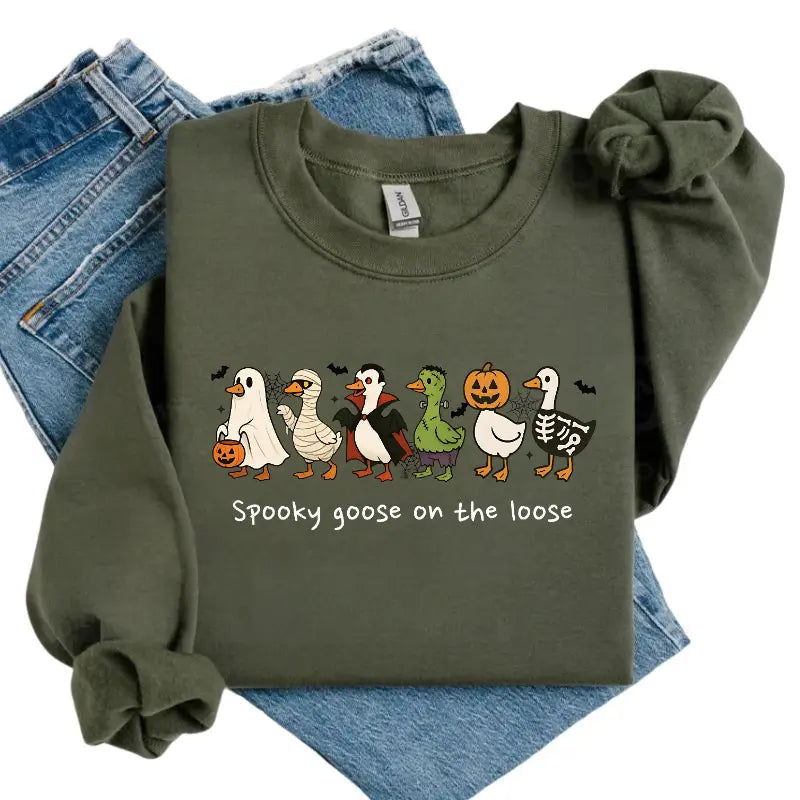 Spooky Goose on the Loose T-Shirt, Sweatshirt & Hoodie – Funny Halloween Goose Costume Graphic Print