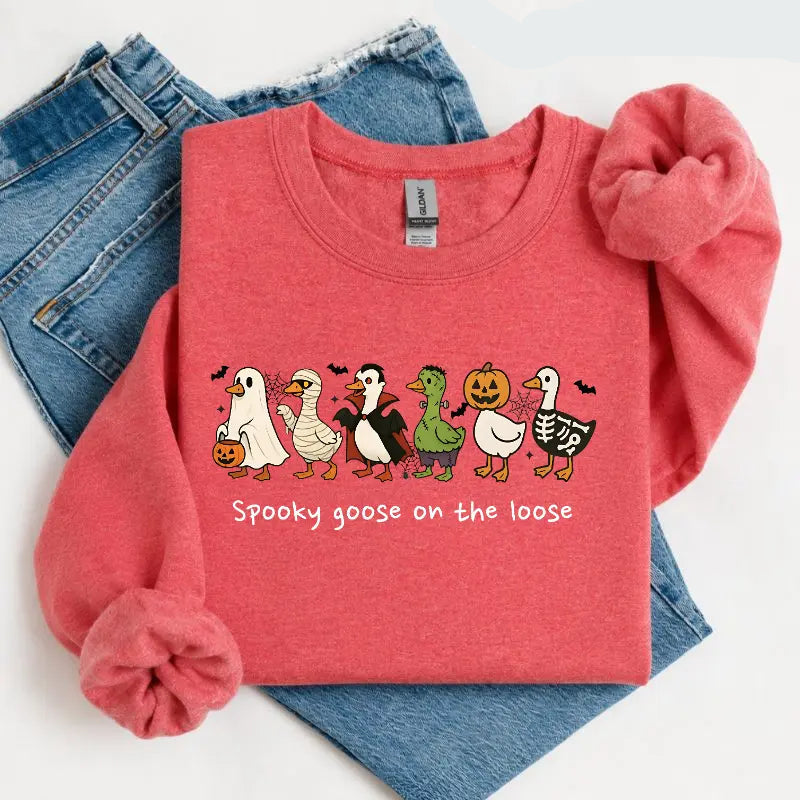 Spooky Goose on the Loose T-Shirt, Sweatshirt & Hoodie – Funny Halloween Goose Costume Graphic Print