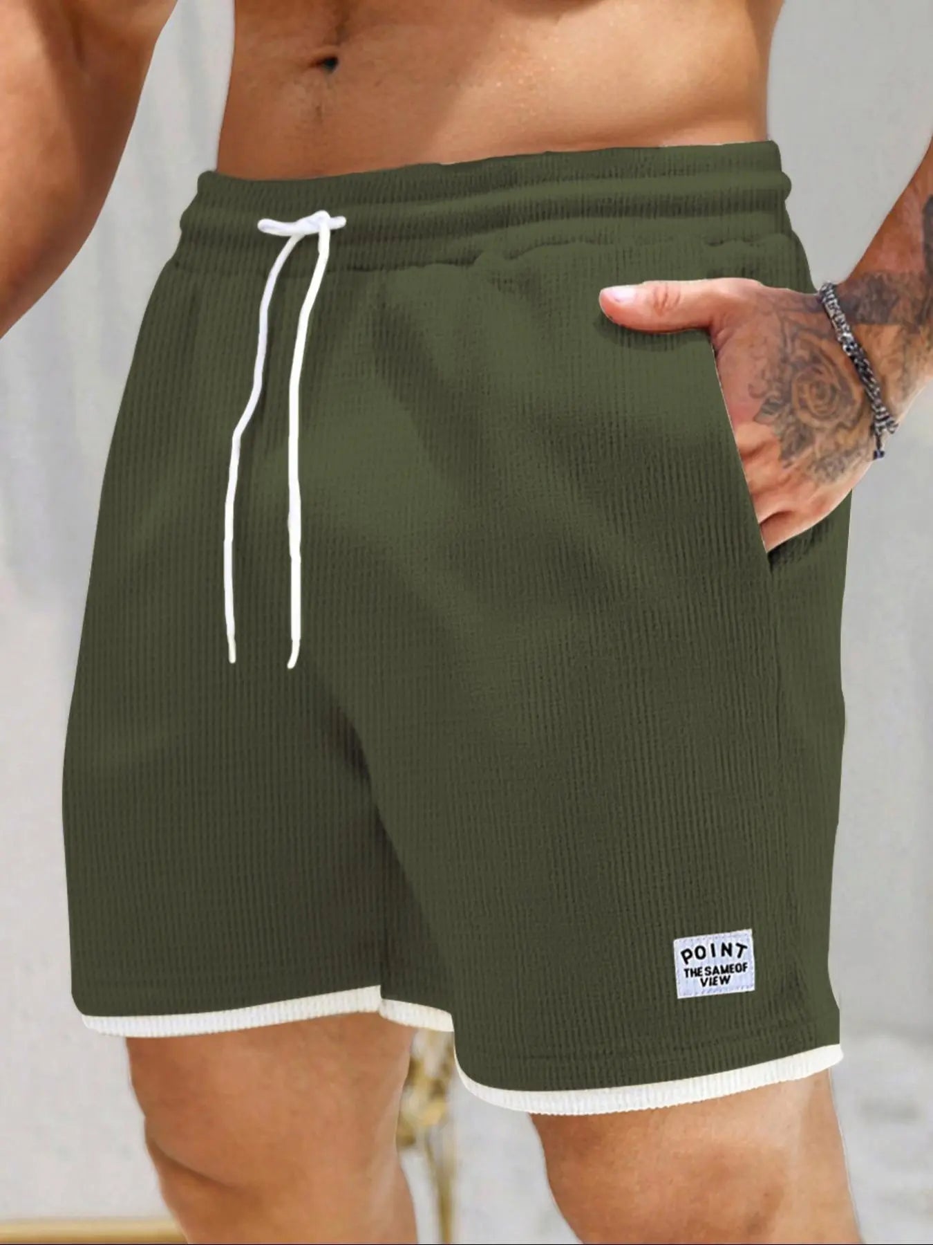 Men's Textured Casual Shorts – Drawstring Pocket Shorts, Relaxed Fit Summer Streetwear & Everyday Wear