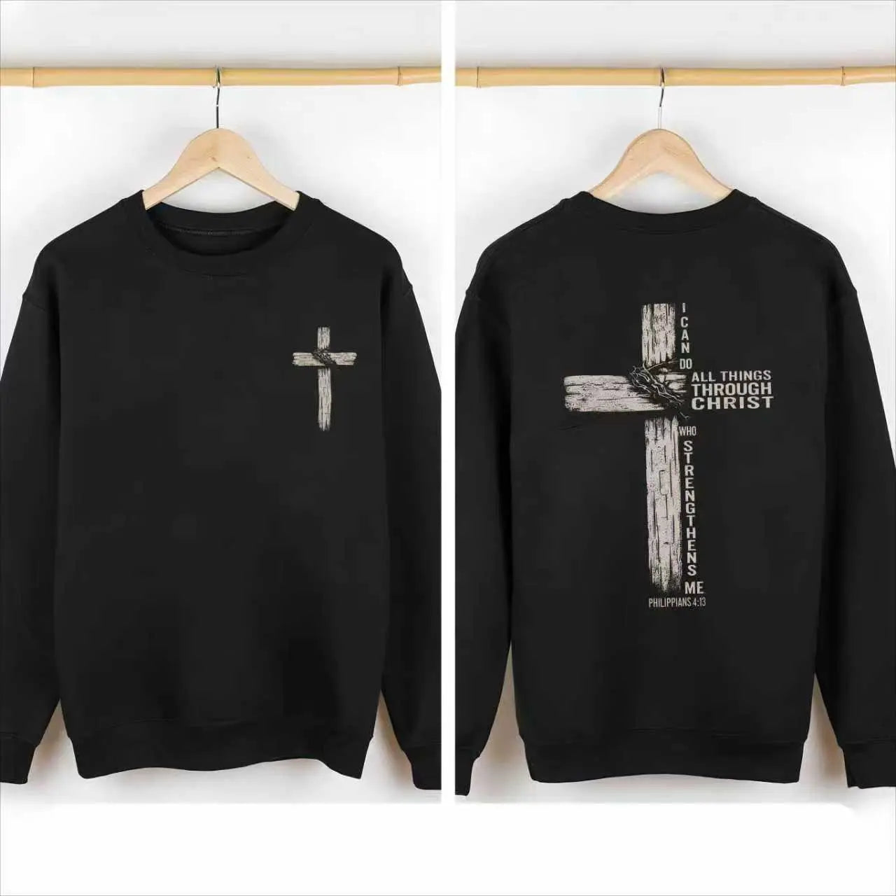 “I Can Do All Things Through Christ” Christian T-Shirt/Sweatshirt/Hoodie – Cross Graphic Philippians 4:13 Tee