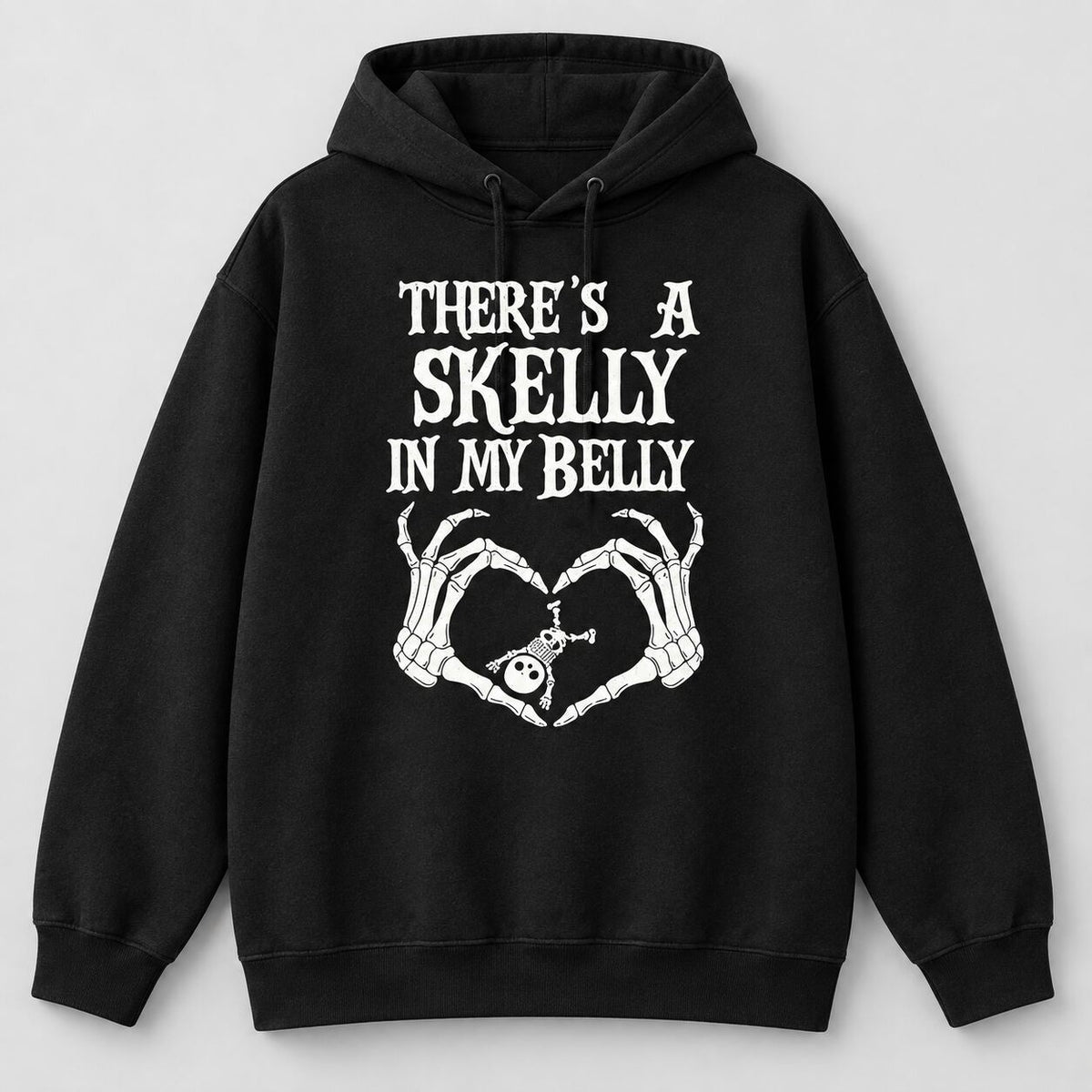 There’s a Skelly in My Belly Halloween Pregnancy T-Shirt, Sweatshirt & Hoodie – Spooky Baby Announcement Skeleton Graphic Apparel