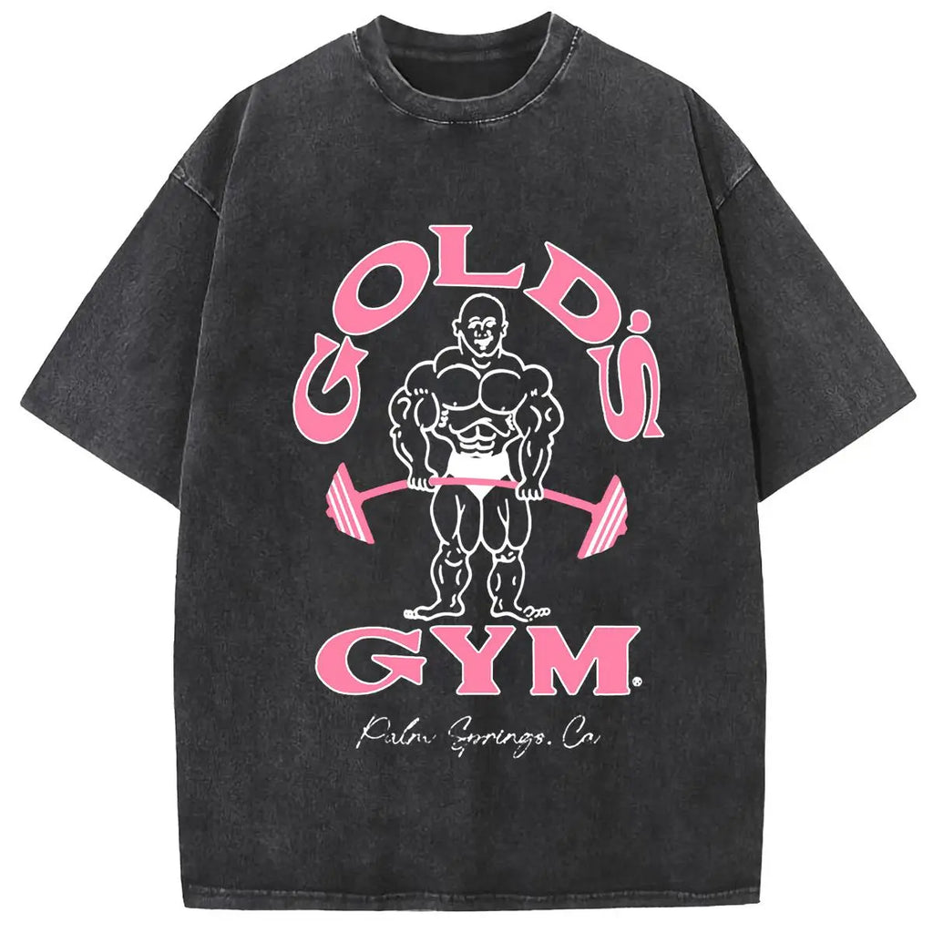 Vintage Bodybuilding Graphic T-Shirt – Oversized Heavyweight Gym Tee, Classic Fitness Streetwear
