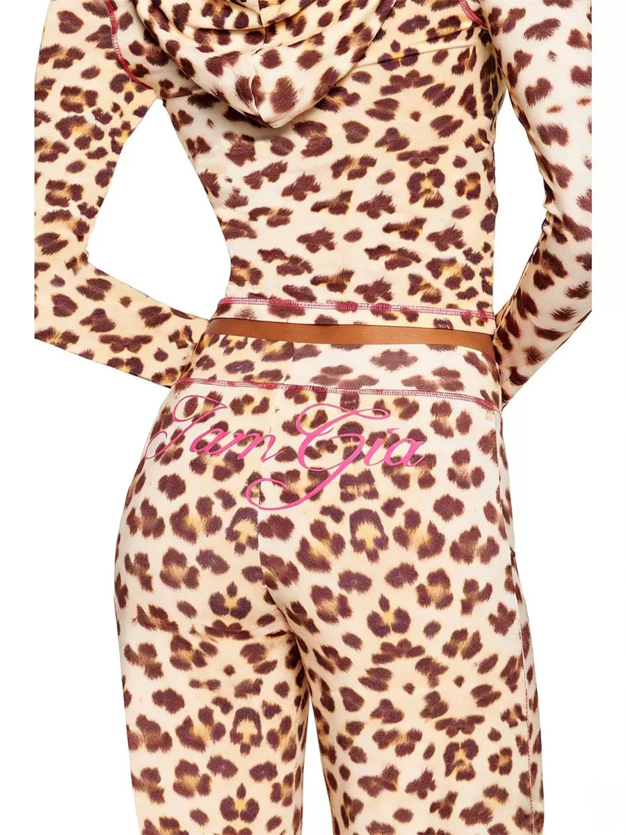 Women's Y2K Dark Leopard Zip Up Hoodie – Slim Fit Printed Hooded Jacket, Vintage Streetwear Fashion Top
