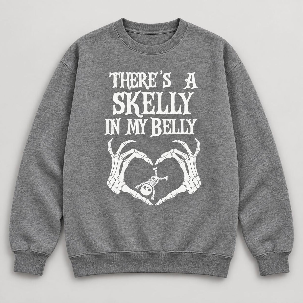 There’s a Skelly in My Belly Halloween Pregnancy T-Shirt, Sweatshirt & Hoodie – Spooky Baby Announcement Skeleton Graphic Apparel