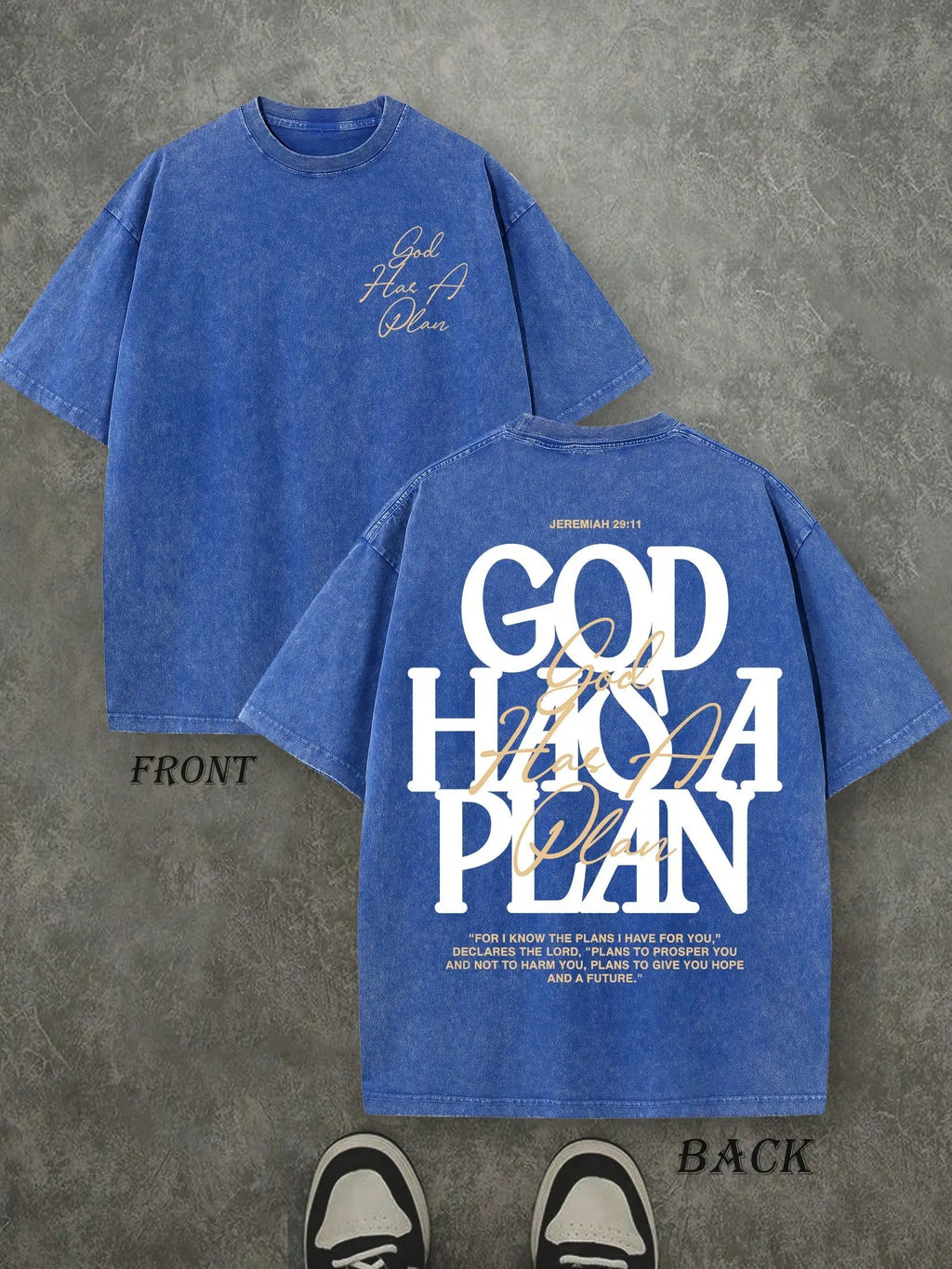 God Has a Plan Vintage Washed T-Shirt – Double-Sided Christian Graphic Tee, Faith Streetwear for Men & Women