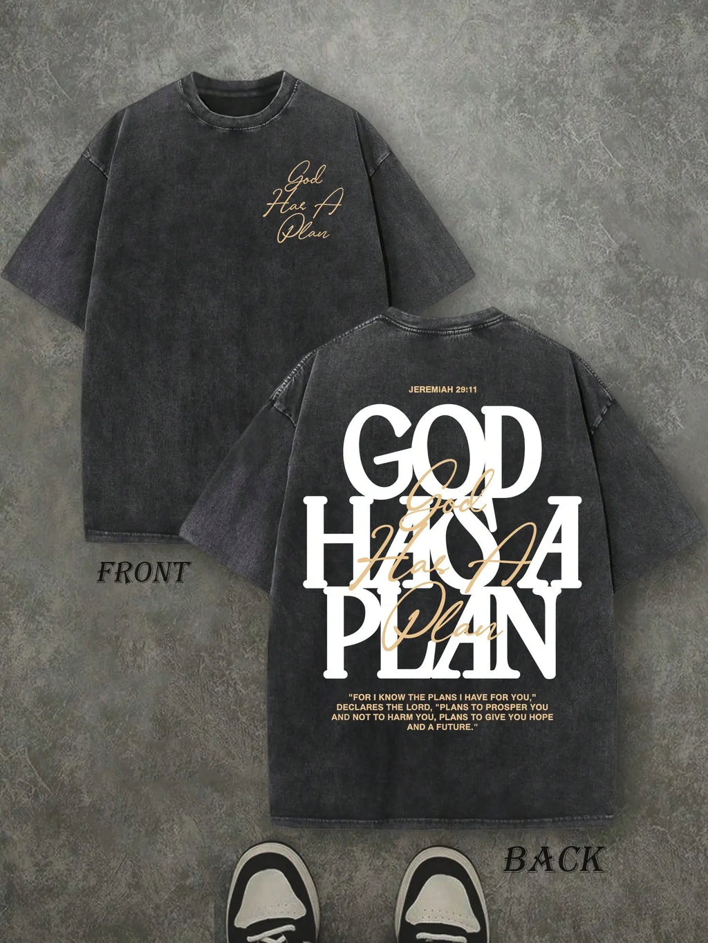 God Has a Plan Vintage Washed T-Shirt – Double-Sided Christian Graphic Tee, Faith Streetwear for Men & Women