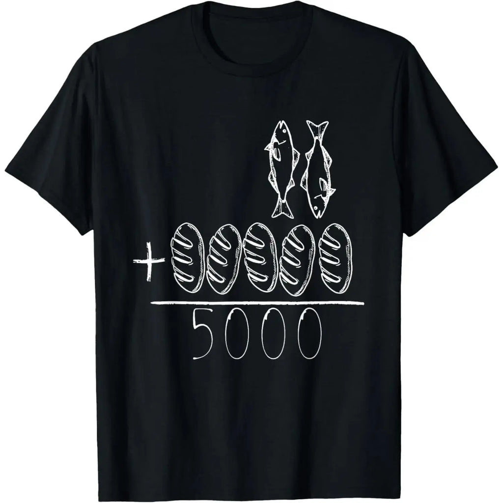 2 Fish 5 Loaves Jesus Feeds the 5000 Graphic T-Shirt, Sweatshirt & Hoodie – Christian Bible Story Faith Print