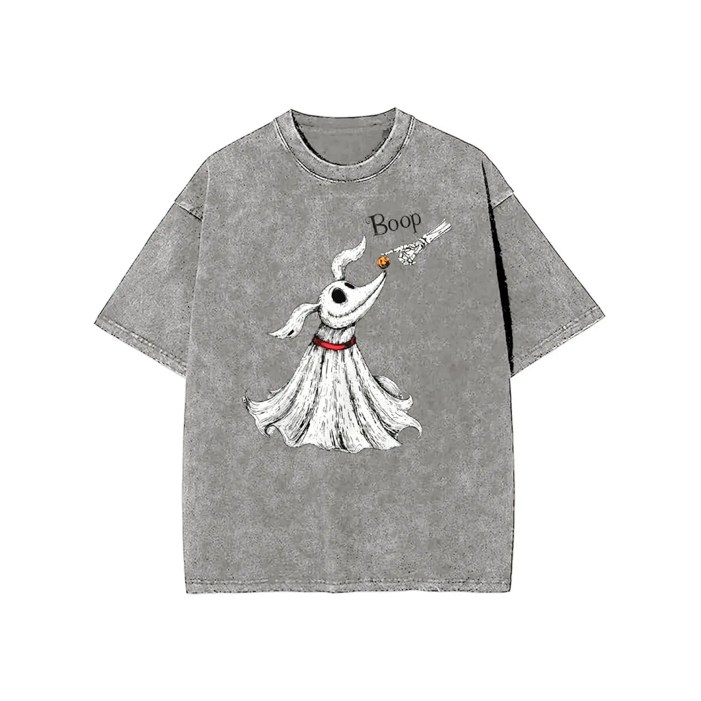 Zero Dog Boop Halloween Graphic T-Shirt, Sweatshirt & Hoodie – Funny Skeleton Hand & Ghost Dog Spooky Season Shirt
