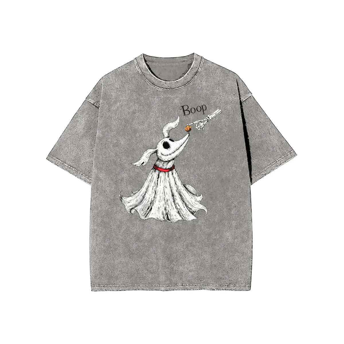 Zero Dog Boop Halloween Graphic T-Shirt, Sweatshirt & Hoodie – Funny Skeleton Hand & Ghost Dog Spooky Season Shirt