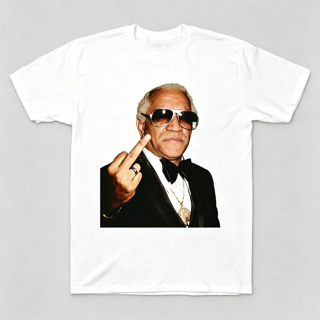 Redd Foxx Middle Finger Graphic T-Shirt, Sweatshirt & Hoodie – Vintage Retro Comedy Portrait Shirt