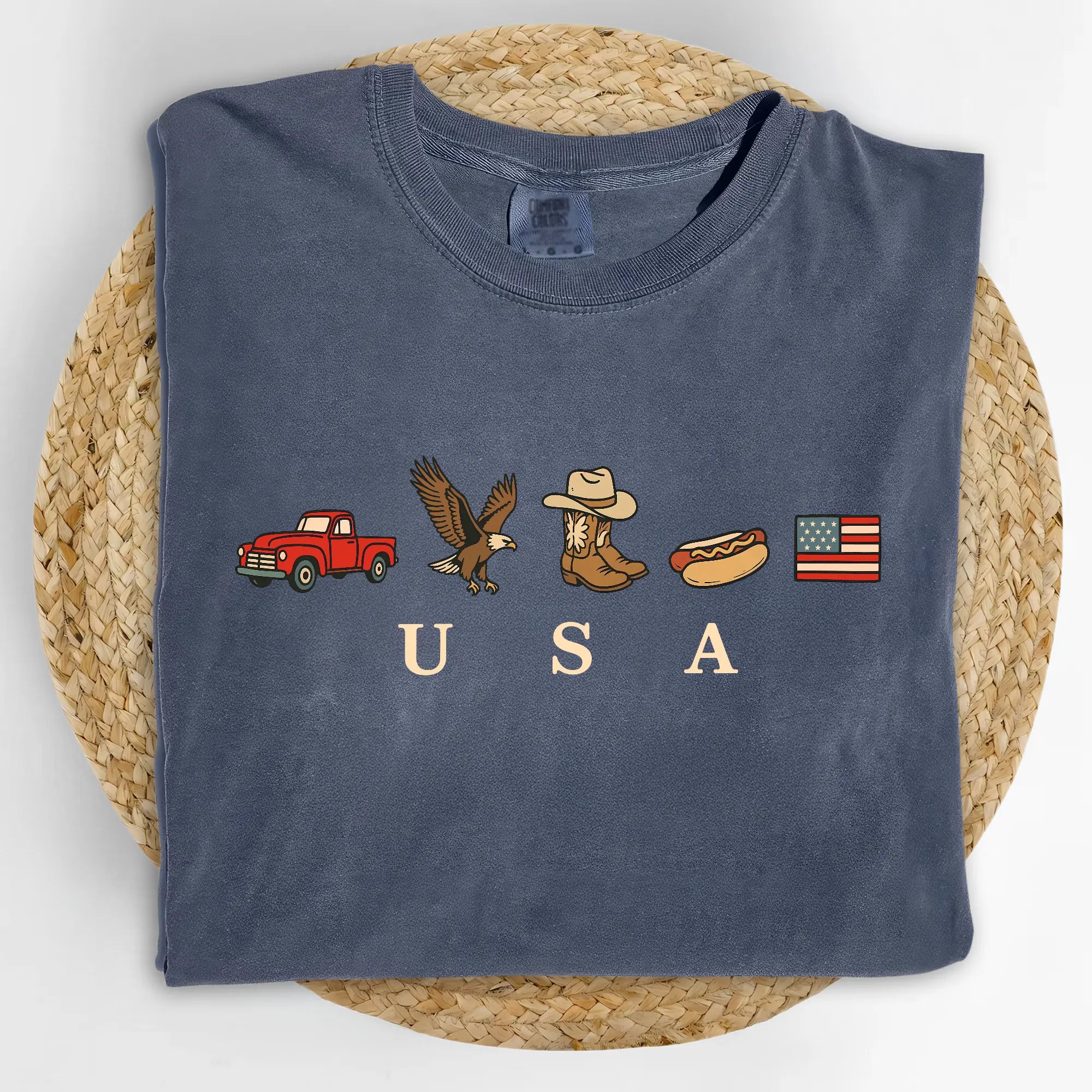 USA Icons Comfort Colors T-Shirt/Sweatshirt/Hoodie – Vintage Americana Graphic Tee, Patriotic Country Style Shirt for America 250 & 4th of July
