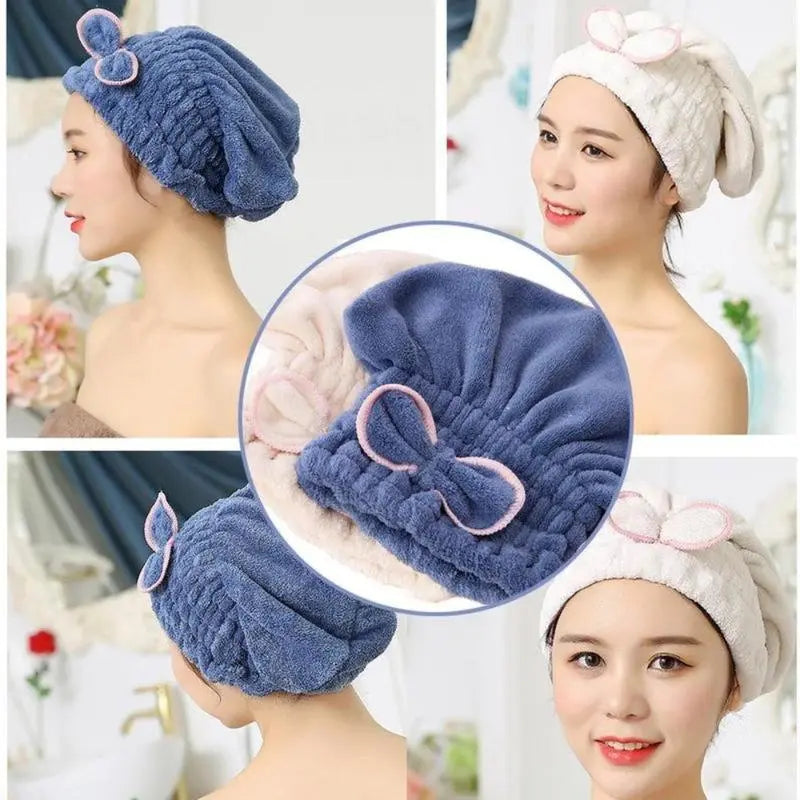 Microfiber Hair Turban for Women, 3-Piece Plain Super Absorbent Towel Wrap, Fast Drying, Extra Soft & Lightweight for Nighttime Use