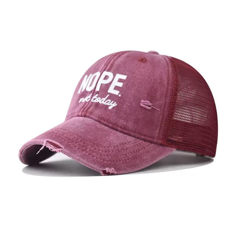 NOPE. Not Today Embroidered Baseball Cap – Funny Vintage Distressed Dad Hat for Men & Women