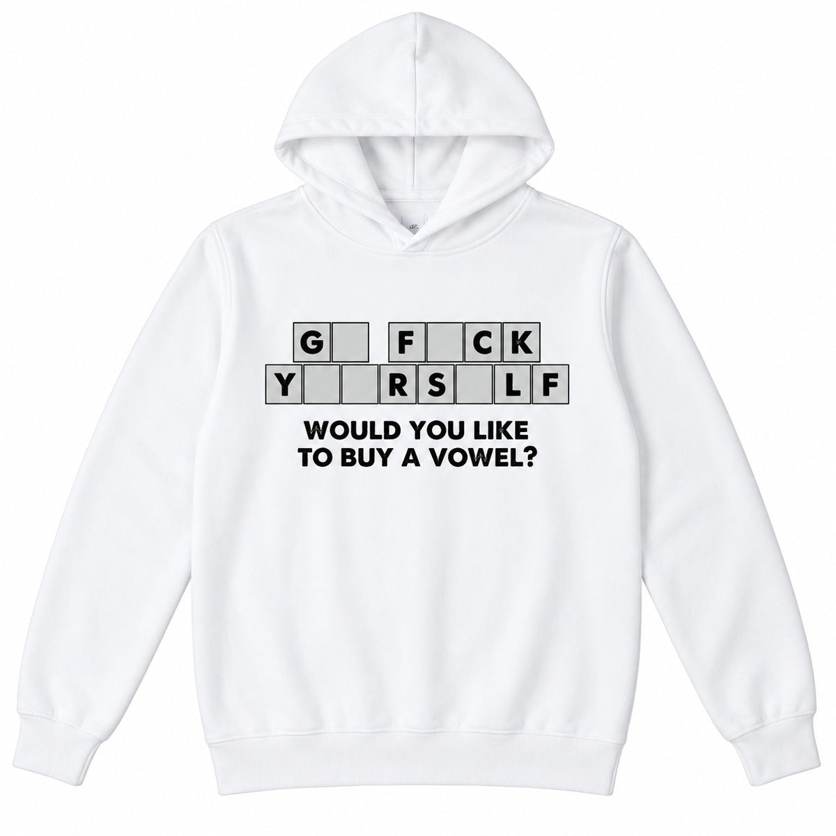 Would You Like to Buy a Vowel Funny Crossword Graphic T-Shirt, Sweatshirt & Hoodie – Sarcastic Adult Humor Design