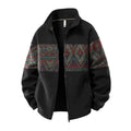Men’s Aztec Fleece Jacket – Southwestern Pattern Full-Zip Coat, Cozy Stand Collar Casual Fall & Winter Outerwear