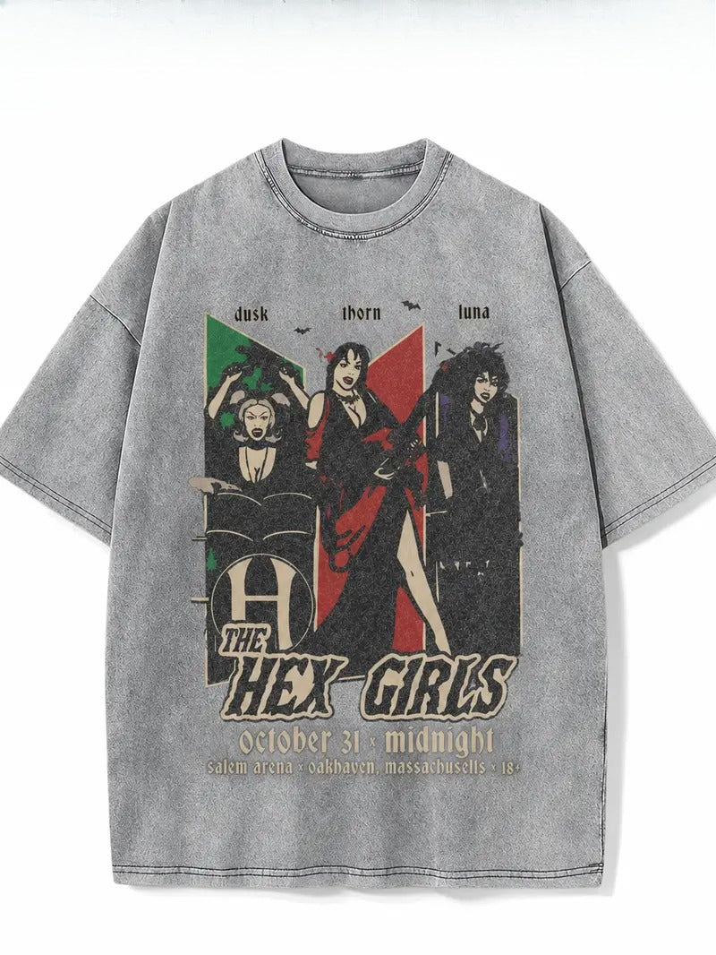 The Hex Girls Gothic Halloween Graphic T-Shirt, Sweatshirt & Hoodie – Retro Witchy Band Concert Style Apparel