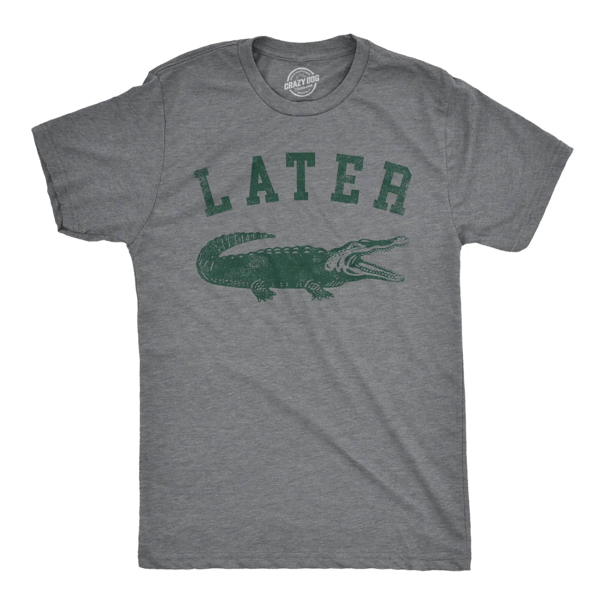 Men’s “Later Alligator” Funny T-Shirt – Vintage Gator Graphic Tee, Casual Humor Shirt for Guys, Dark Grey