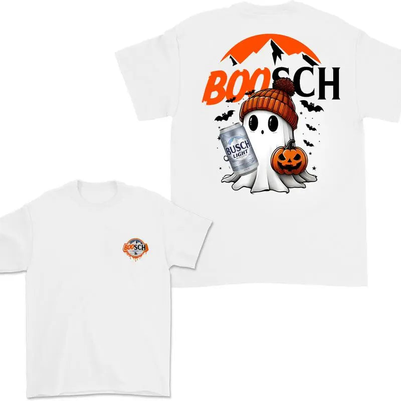 Boo-Sch Ghost Graphic T-Shirt, Sweatshirt & Hoodie – Funny Beer Halloween Print, Cute Spooky Drinking Humor Apparel