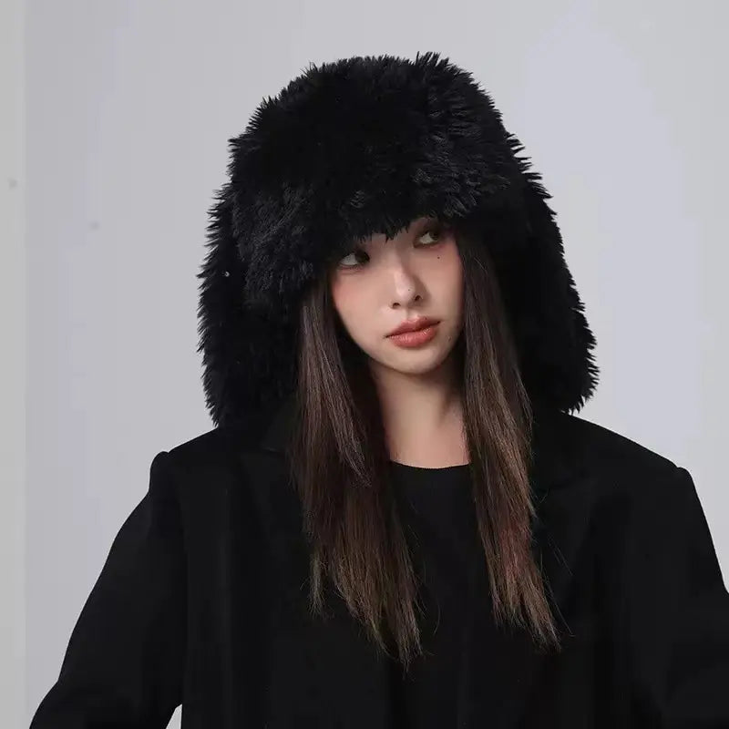 Unisex Furry Winter Trapper Hat – Soft Faux Fur Ear Flap Cap, Warm Cozy Cold Weather Hat, Y2K Quirky Fashion Accessory