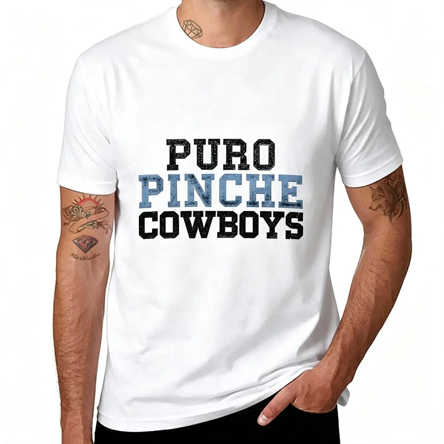 Puro Pinche Cowboys Graphic T-Shirt,Sweatshirt & Hoodie – Western Cowboy Statement Print, Vintage Streetwear Apparel