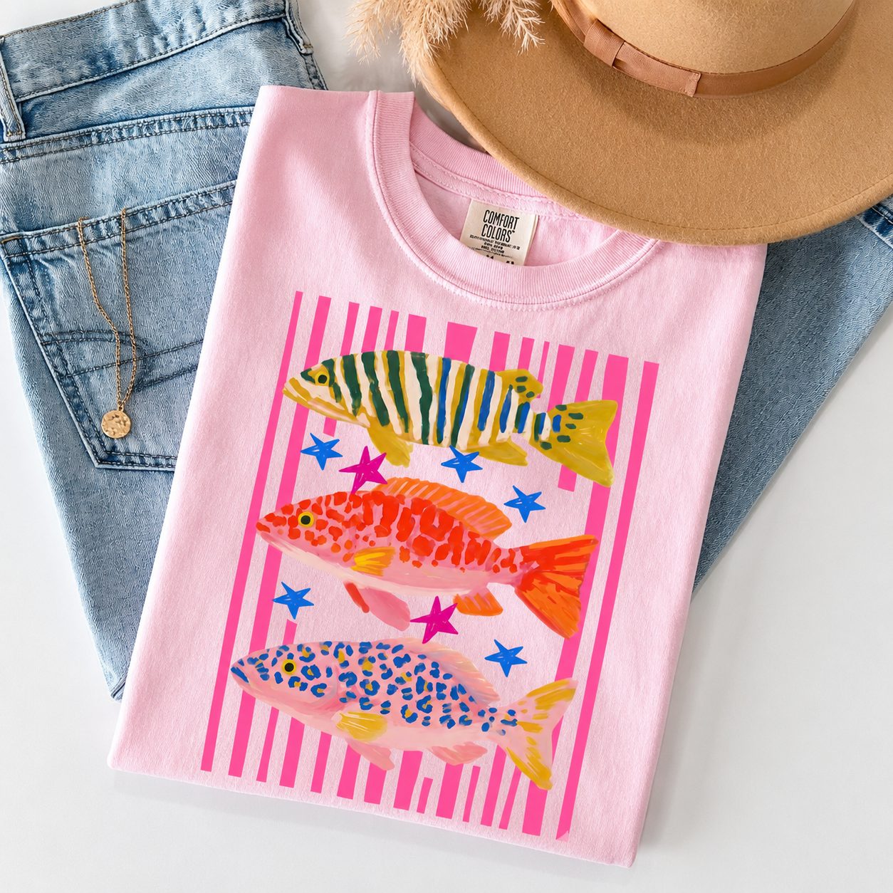 Girls Fish Too T-Shirt/Sweatshirt/Hoodie – Preppy Fish Graphic Summer Vacation Tee for Women
