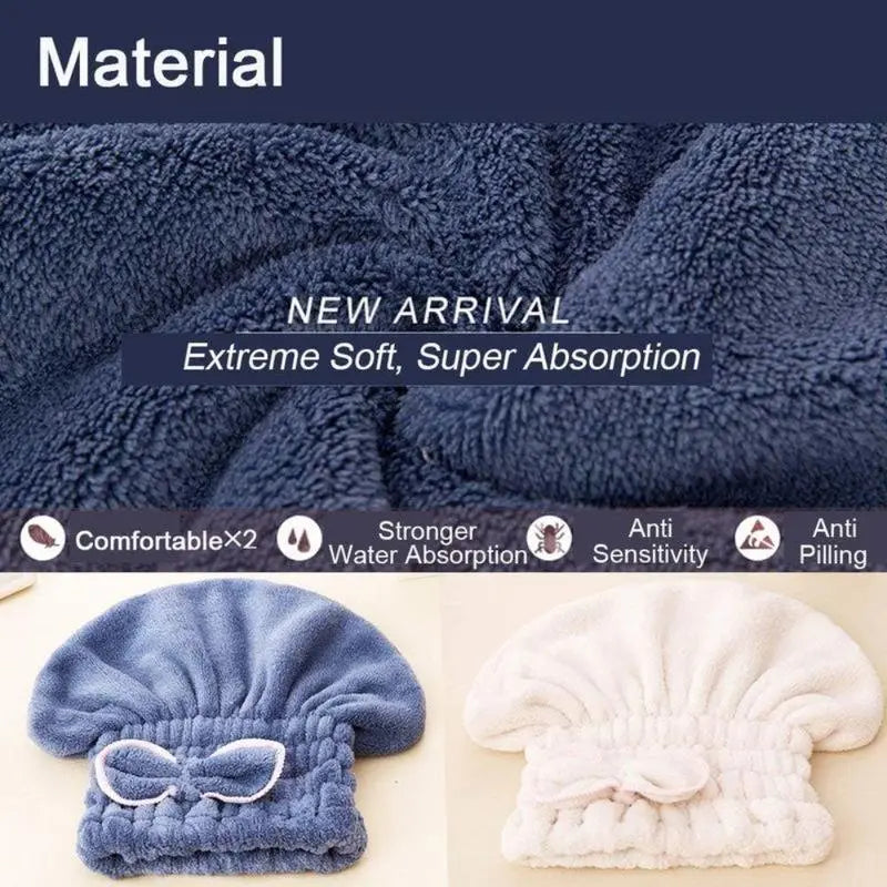 Microfiber Hair Turban for Women, 3-Piece Plain Super Absorbent Towel Wrap, Fast Drying, Extra Soft & Lightweight for Nighttime Use