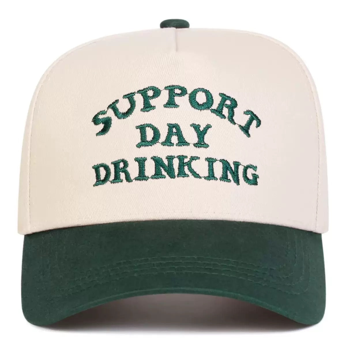 Support Day Drinking Hat – Funny Drinking Quote Two-Tone Baseball Cap, Adjustable Casual Hat for Parties, Vacations & Everyday Wear