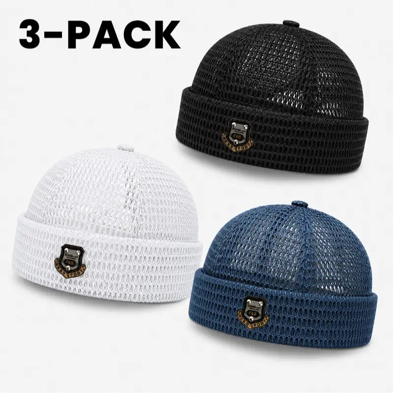 3-Pack Men’s Mesh Skull Caps – Breathable Lightweight Quick-Dry Beanies for Running, Cycling, Gym & Outdoor Sports
