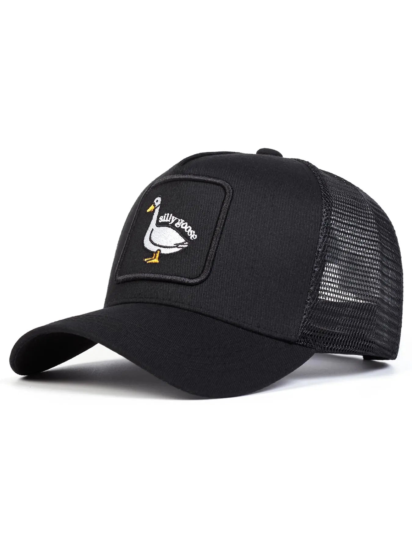 Duck Patch Trucker Hat – Vintage Animal Graphic Mesh Baseball Cap, Adjustable Snapback Hat for Men & Women