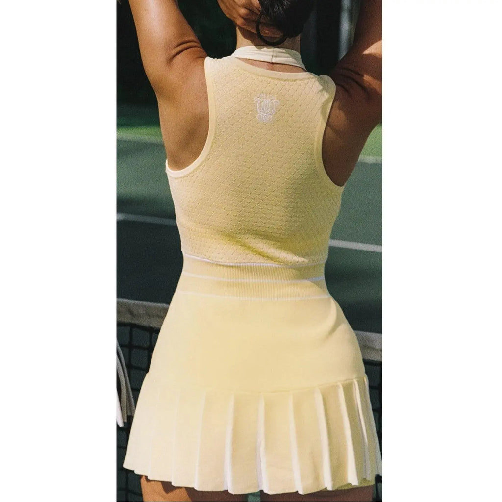 Women's Zip-Front Tennis Dress – Sleeveless Racerback Athletic Dress with Built-In Shorts, Pleated Golf & Pickleball Activewear