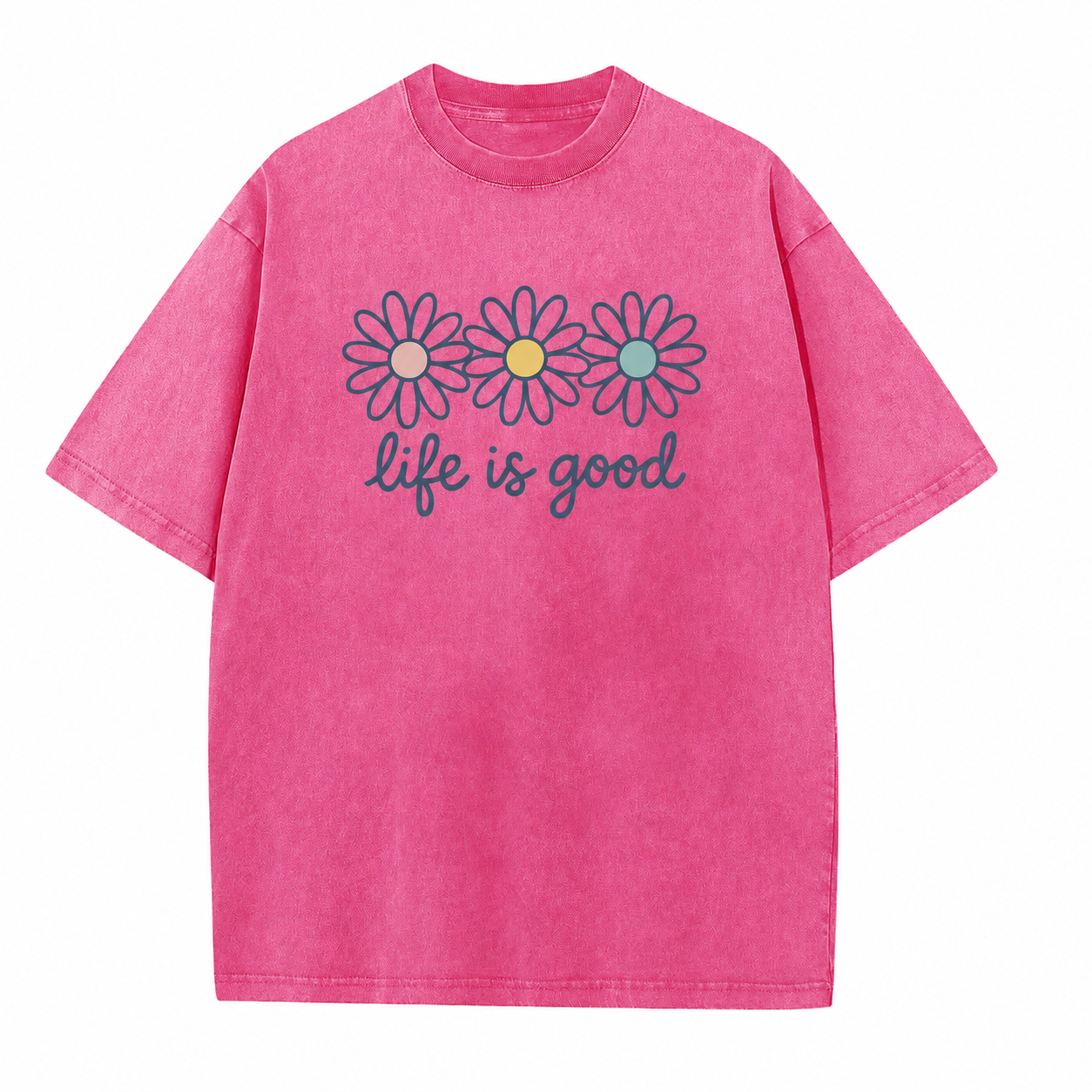 Daisy Graphic Oversized T-Shirt – Vintage Acid Wash Streetwear Tee