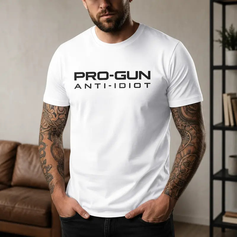 Pro-Gun Anti-Idiot T-Shirt, Sweatshirt & Hoodie – Bold Sarcastic Statement Graphic Apparel