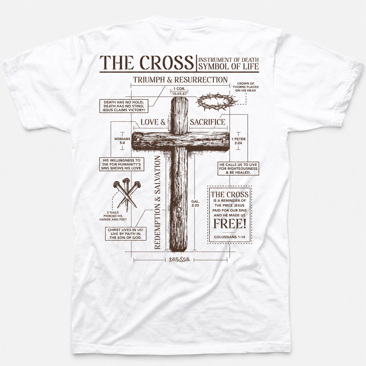 The Cross Symbol of Life Graphic T-Shirt, Sweatshirt & Hoodie – Vintage Christian Faith Cross Print, Religious Scripture Apparel