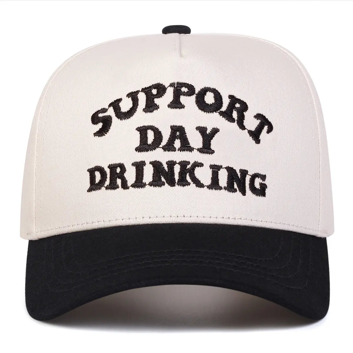 Support Day Drinking Hat – Funny Drinking Quote Two-Tone Baseball Cap, Adjustable Casual Hat for Parties, Vacations & Everyday Wear