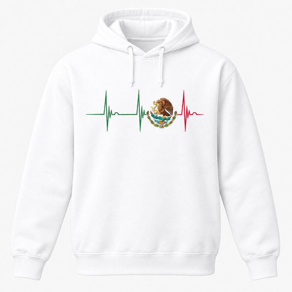 Mexico Heartbeat EKG Graphic T-Shirt, Sweatshirt & Hoodie – Mexican Pride Eagle Emblem Patriotic Design